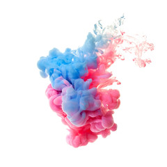 Ink in water. Splash paint mixing. Multicolored liquid dye. Abstract  sculpture background color
