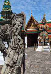 Sculptures of gods on the territory of the Big Royal palace in Bangkok