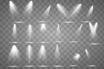 Bright lighting with spotlights.