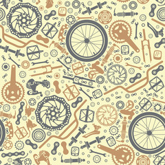 Fototapeta na wymiar Seamless pattern of bicycle parts. Vector image.