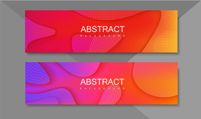 Set of abstract colorful banners with geometric pattern.