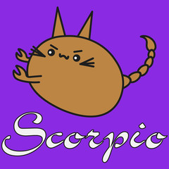 Bunny zodiac sign Scorpio in cartoon style.
