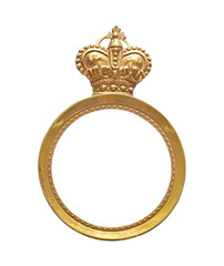 Golden frame for paintings, mirrors or photo isolated on white background
