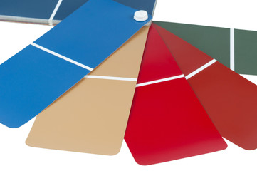 The catalog of paints with a various color palette. On a white background