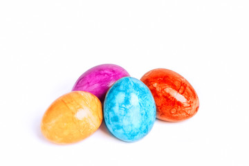 Different easter eggs isolated on white background