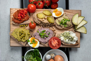 Different kinds of colorful sandwiches