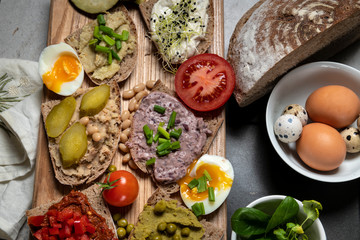 Different kinds of colorful sandwiches