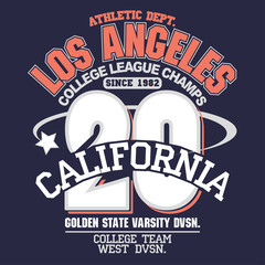 California sport wear T-shirt Typography design. Vector