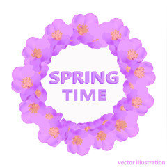 Bright spring flowers. Spring time background with beautiful colorful flowers. Vector illustration.