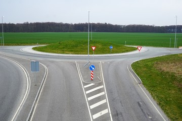 roundabout and road