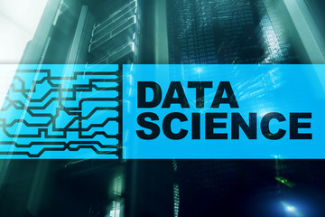 Data Science Artificial Intelligence Concept. Futuristic Supercomputer background.