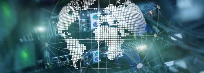 Obraz premium 3D Earth as telecommunication and internet technology concept.