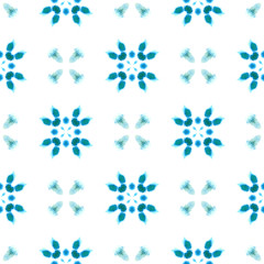 Blue Geometric Watercolor. Seamless Pattern.Surface Ornament.