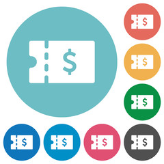 Dollar discount coupon flat round icons