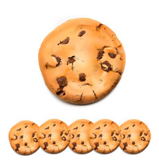 Realistic chocolate chip cookies. Vector illustration isolated on white background. Ready for your design. EPS10.	