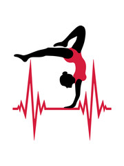 yoga puls herzschlag frequenz frau gymnastik sport turnen ballette mädchen weiblich tunerin silhouette logo clipart verein