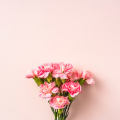 top view of carnation on pink for mother day
