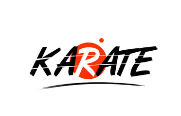 karate word text logo icon with red circle design © dragomirescu