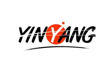 yin yang word text logo icon with red circle design