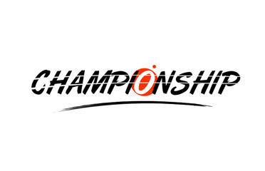 championship word text logo icon with red circle design