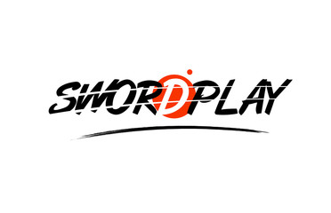 swordplay word text logo icon with red circle design