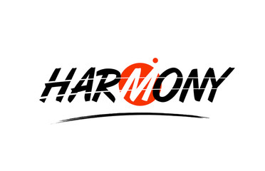 harmony word text logo icon with red circle design