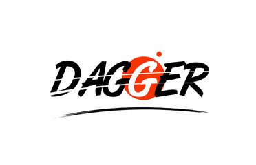 dagger word text logo icon with red circle design