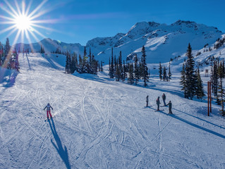 Alpine ski resort on a sunny day