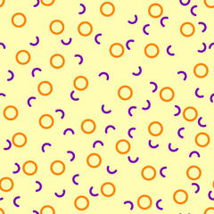 Memphis pattern background. Summer fun abstract isolated backdrop. Contemporary seamless graphics. Textile design style. Geometric fashion and wallpaper. Universal colorful decorative. Vector