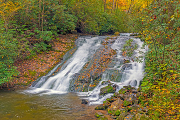 Secluded Cascade in the Fall Forest