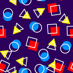 Memphis pattern background. Summer fun abstract isolated backdrop. Contemporary seamless graphics. Textile design style. Geometric fashion and wallpaper. Universal colorful decorative. Vector