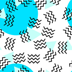 Memphis pattern background. Summer fun abstract isolated backdrop. Contemporary seamless graphics. Textile design style. Geometric fashion and wallpaper. Universal colorful decorative. Vector
