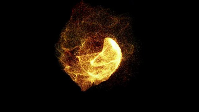 Explosion with particles around sphere atom science technology, energy ball sphere ball, abstract animated motion graphic