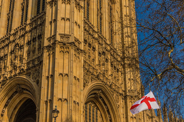 Fototapeta premium Flags flying over parliament square London