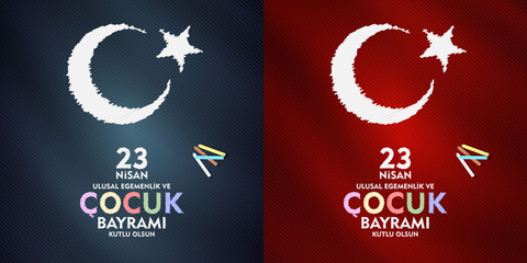 23 April, National Sovereignty and Children’s Day (23 nisan ulusal egemenlik ve cocuk bayrami) vector illustration set to share on social media