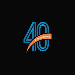 40 Year Anniversary Vector Template Design Illustration