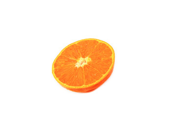 Fototapeta na wymiar Fresh orange fruit slice half isolated on white background