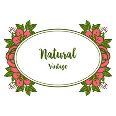 Obraz premium Vector illustration beautiful pink wreath frame with template natural vintage