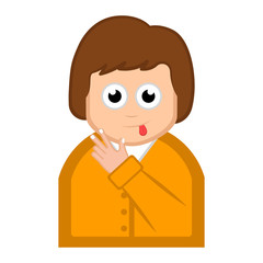 Woman with a hand peace symbol. Vector illustration design