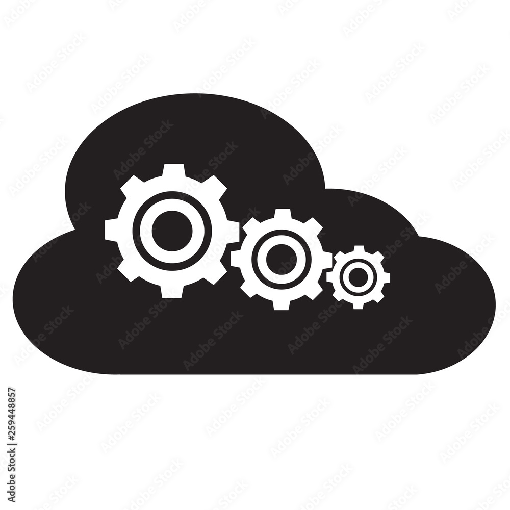 Poster settings of cloud storage icon on white background. flat style. cloud computing icon for your web si