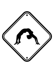 hinweis yoga schild achtung vorsicht br&uuml;cke boden fitness gymnastik frau sport turnen ballette m&auml;dchen weiblich silhouette logo clipart verein
