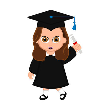 Cute graduated girl image. Vector illustration design