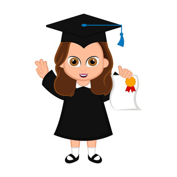 Cute graduated girl image. Vector illustration design