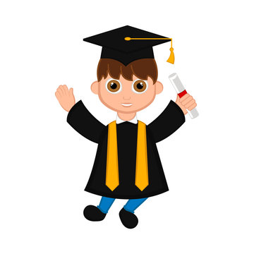 Cute graduated boy image. Vector illustration design
