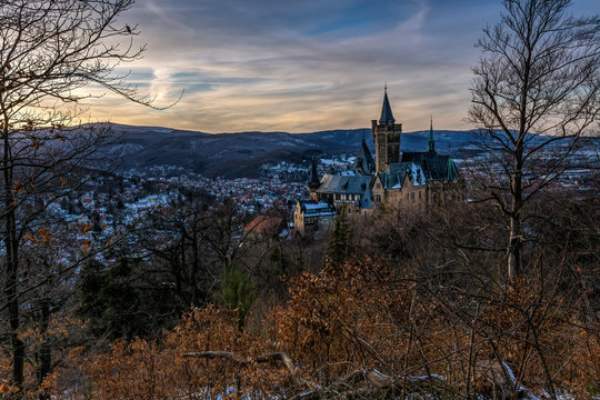 Sclo&szlig; Wernigerode im Winter vom Agnesberg