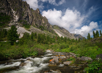 River valley in the mountains in Eastern Sayan