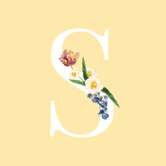 Floral styled letter R typography