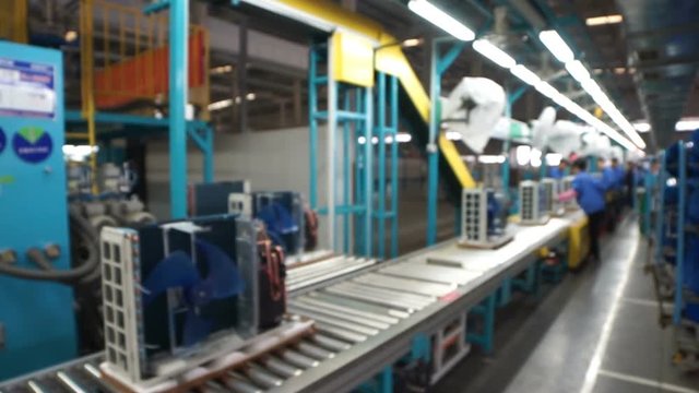 Air conditioner outside production line factory is working