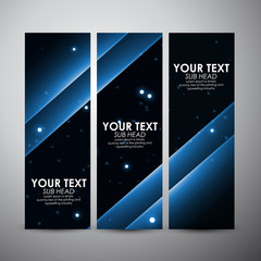 Background image with light blue flares. Vector vertical banners set background.