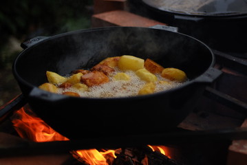 cooking in a frying pan